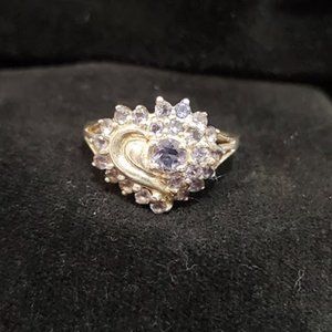 Amethyst Heart Ring 925 Sterling Silver - Size 9